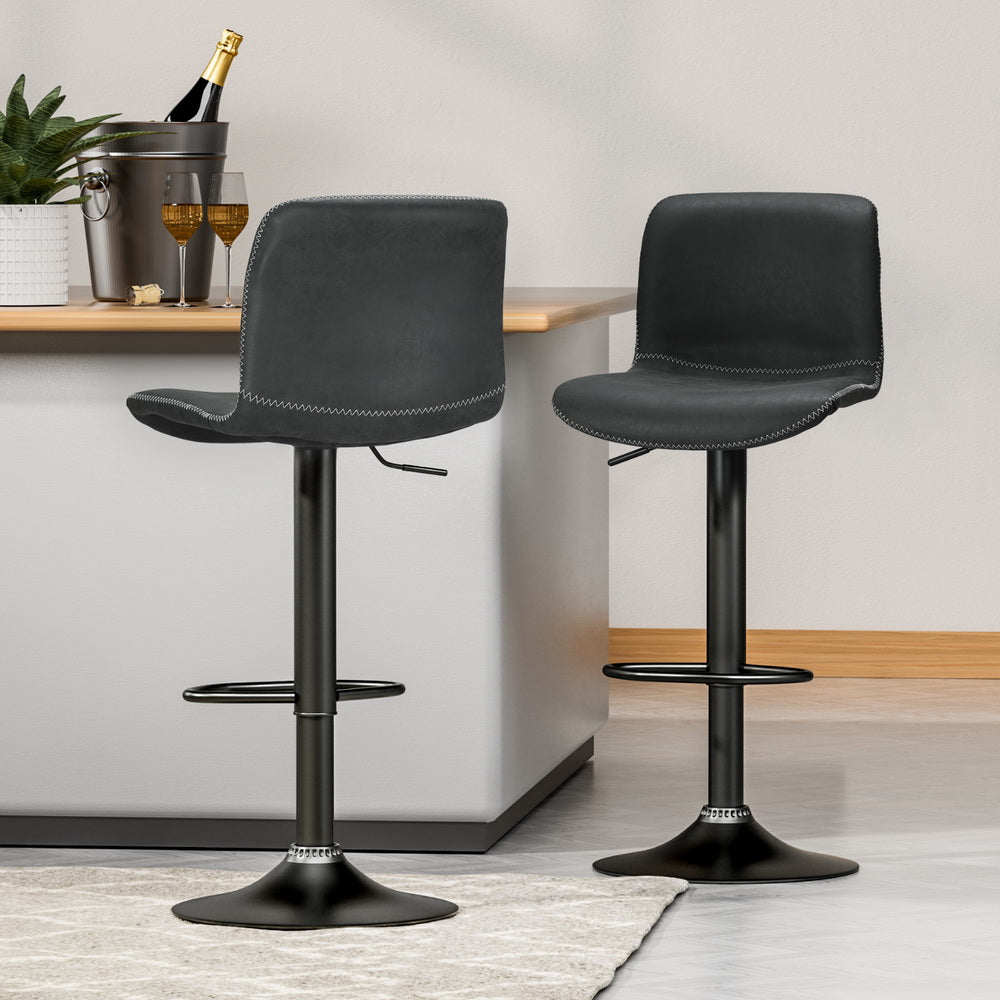 Artiss 4x Bar Stools Kitchen Swivel Gas Lift Chairs Black - VogueDecor.au