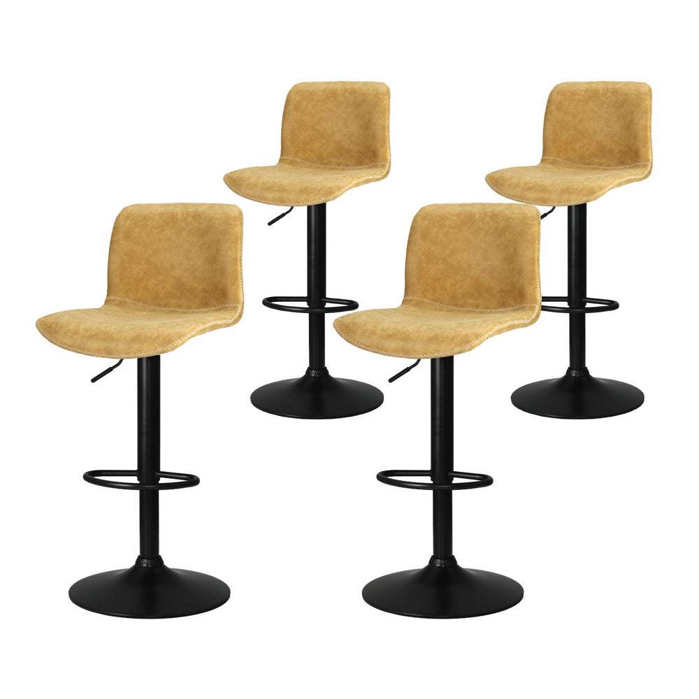 Artiss 4x Bar Stools Kitchen Swivel Gas Lift Chairs Brown - VogueDecor.au