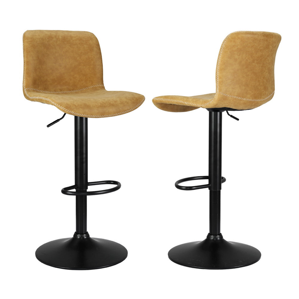 Artiss 4x Bar Stools Kitchen Swivel Gas Lift Chairs Brown - VogueDecor.au
