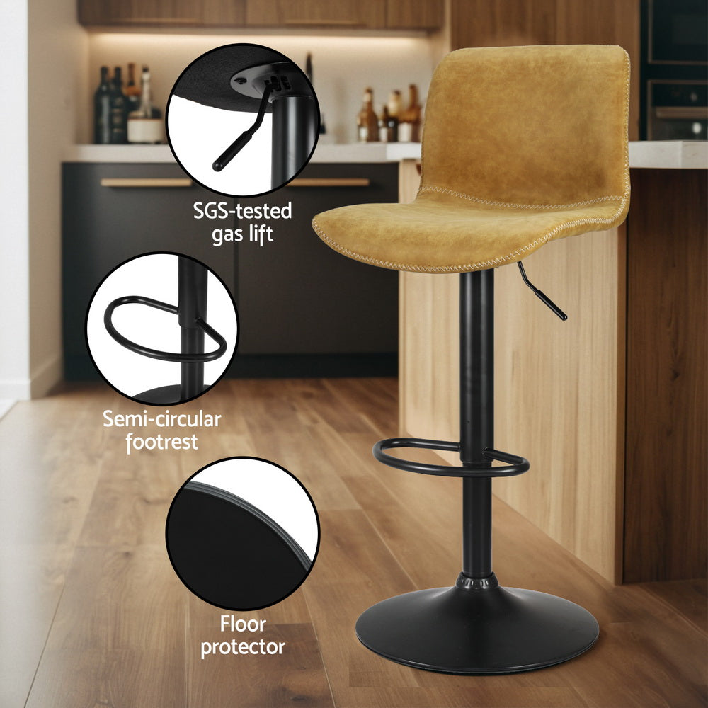 Artiss 4x Bar Stools Kitchen Swivel Gas Lift Chairs Brown - VogueDecor.au