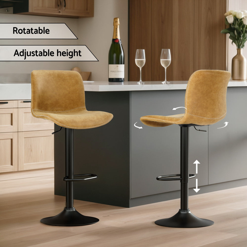 Artiss 4x Bar Stools Kitchen Swivel Gas Lift Chairs Brown - VogueDecor.au