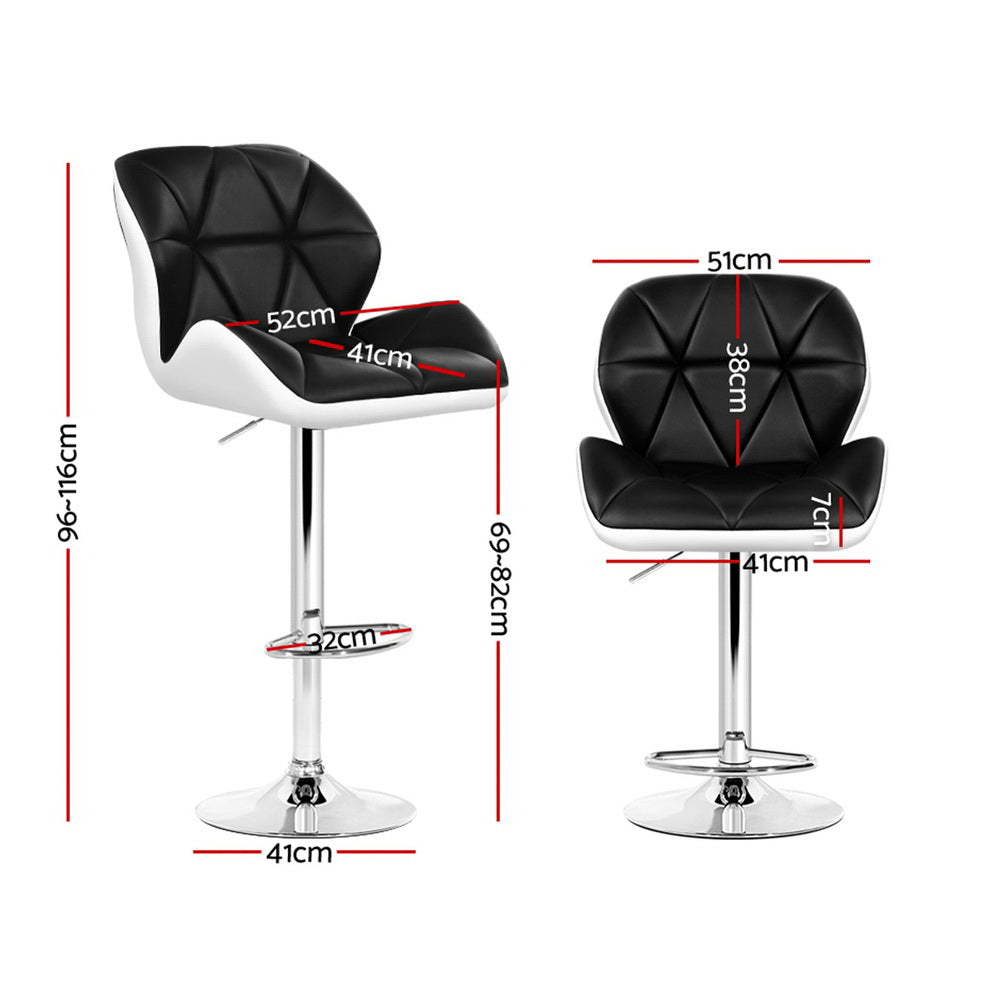 Artiss 4x Bar Stools Gas Lift Padded Leather Black & White - VogueDecor.au