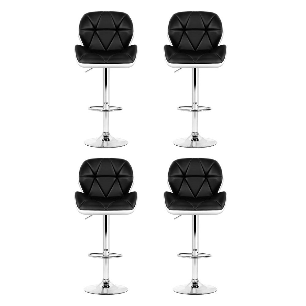 Artiss 4x Bar Stools Gas Lift Padded Leather Black & White - VogueDecor.au