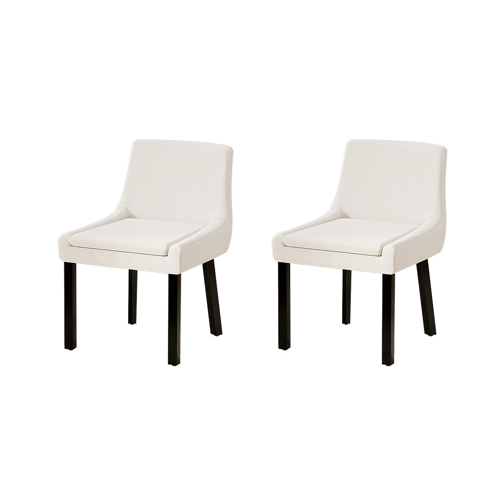 Artiss Dining Chairs Set of 2 Corduroy Wooden Beige - VogueDecor.au