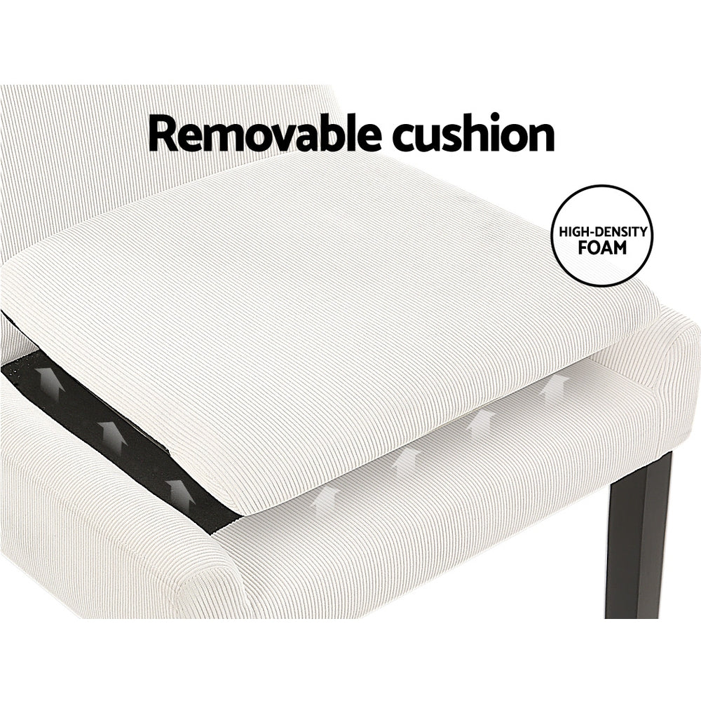 Artiss Dining Chairs Set of 2 Corduroy Wooden Beige - VogueDecor.au