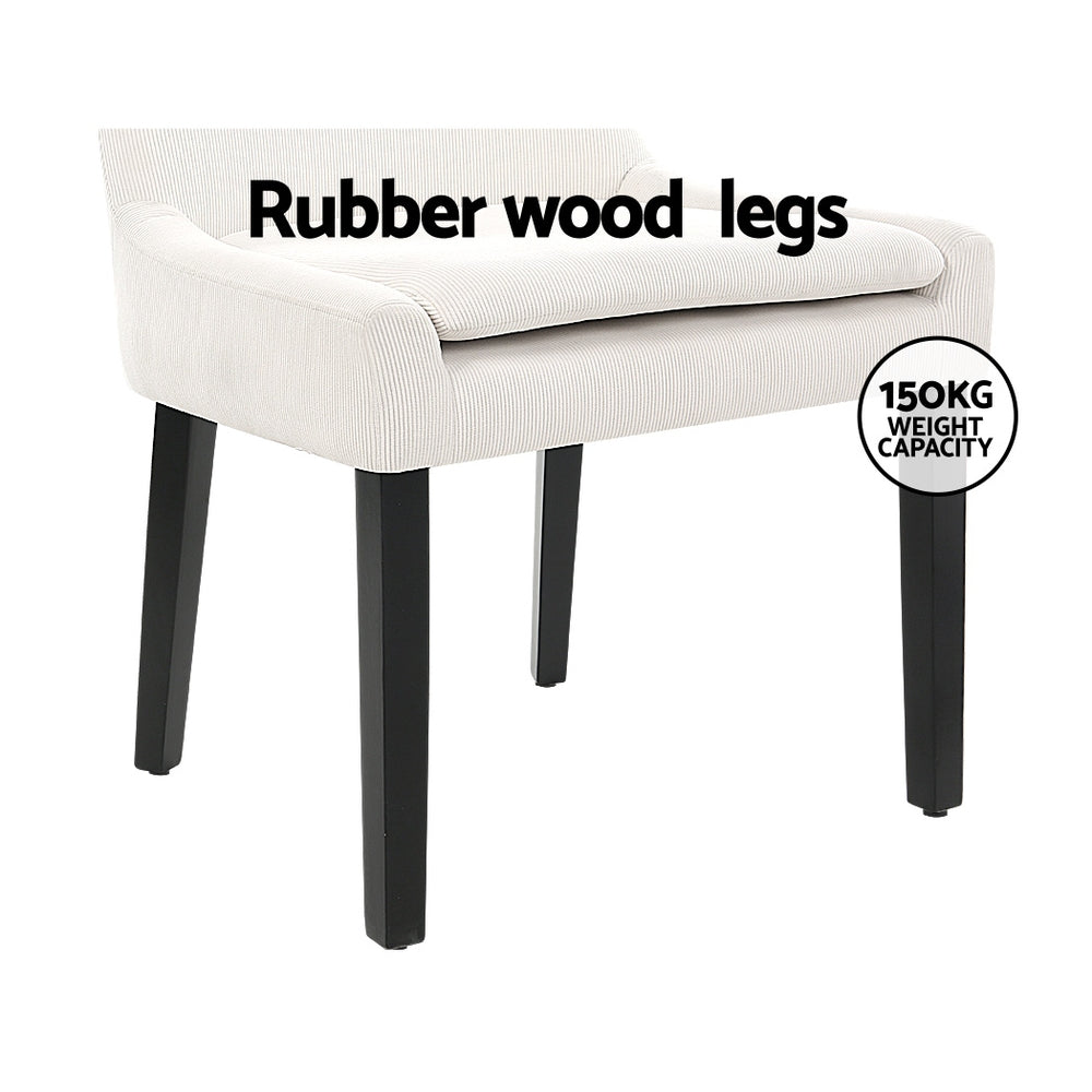 Artiss Dining Chairs Set of 2 Corduroy Wooden Beige - VogueDecor.au