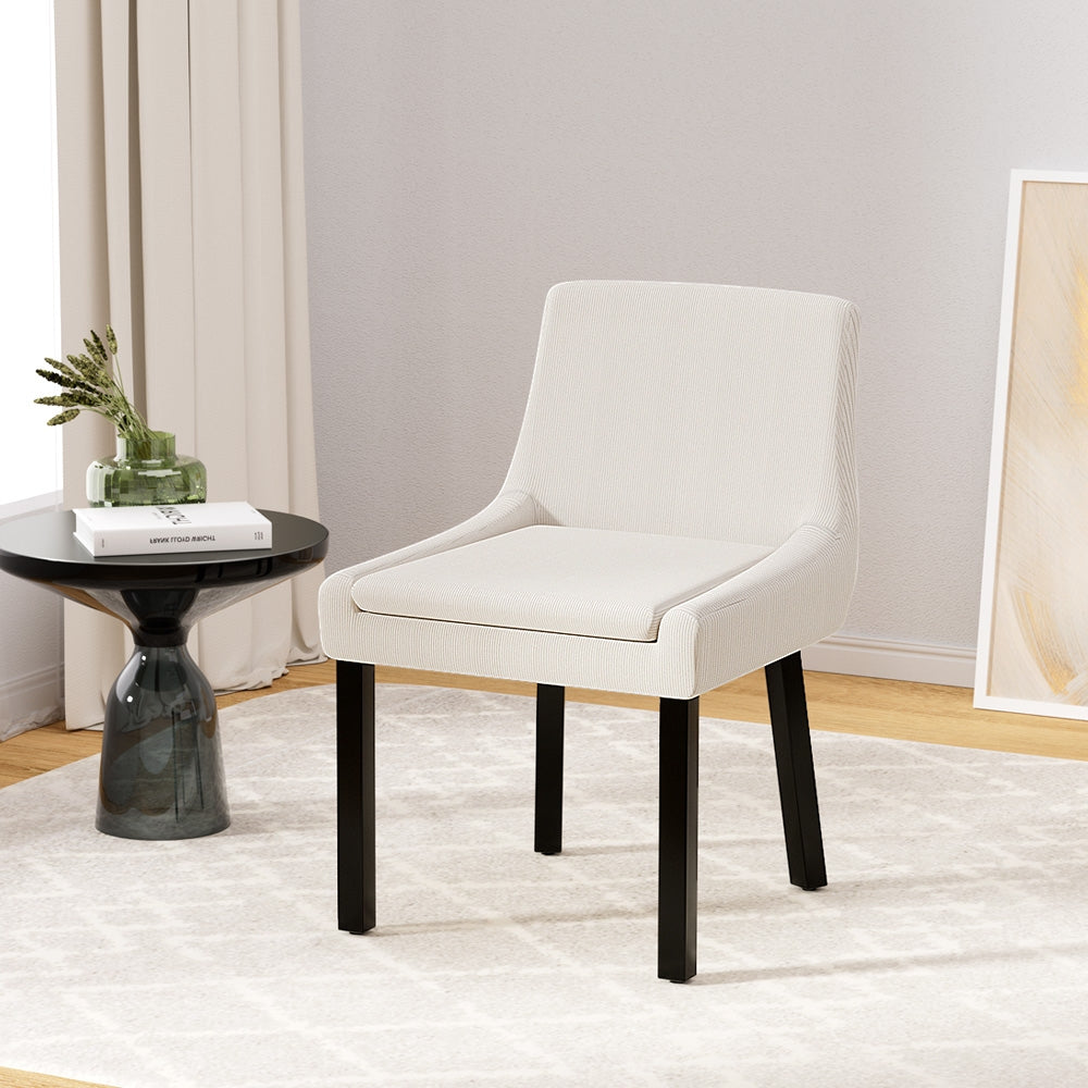 Artiss Dining Chairs Set of 2 Corduroy Wooden Beige - VogueDecor.au