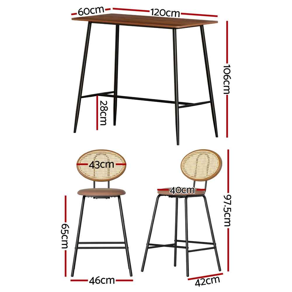 Artiss Bar Table Stools Set Dining Desk Industrial Kitchen Chairs Cafe Pub - VogueDecor.au