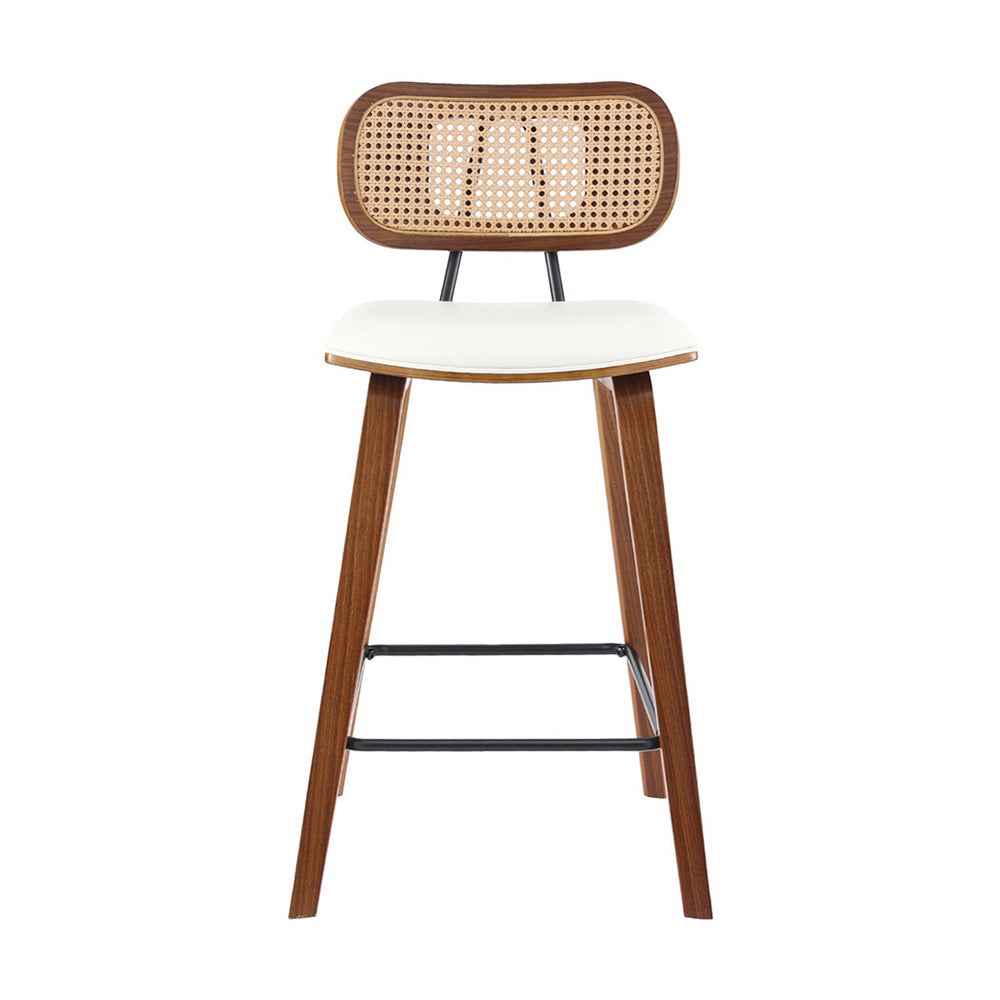 2x Artiss Bar Stools Kitchen Counter Rattan Chairs PU Leather Padding - VogueDecor.au