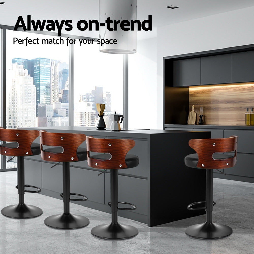 Artiss 4x Bar Stools Gas Lift Faux Leather - VogueDecor.au