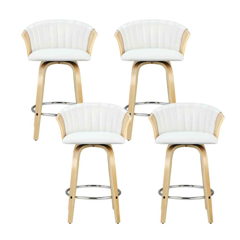 Artiss 4x Bar Stools Swivel Leather Chairs Wooden - VogueDecor.au