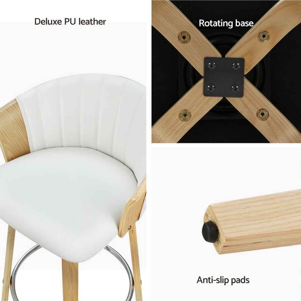 Artiss 4x Bar Stools Swivel Leather Chairs Wooden - VogueDecor.au