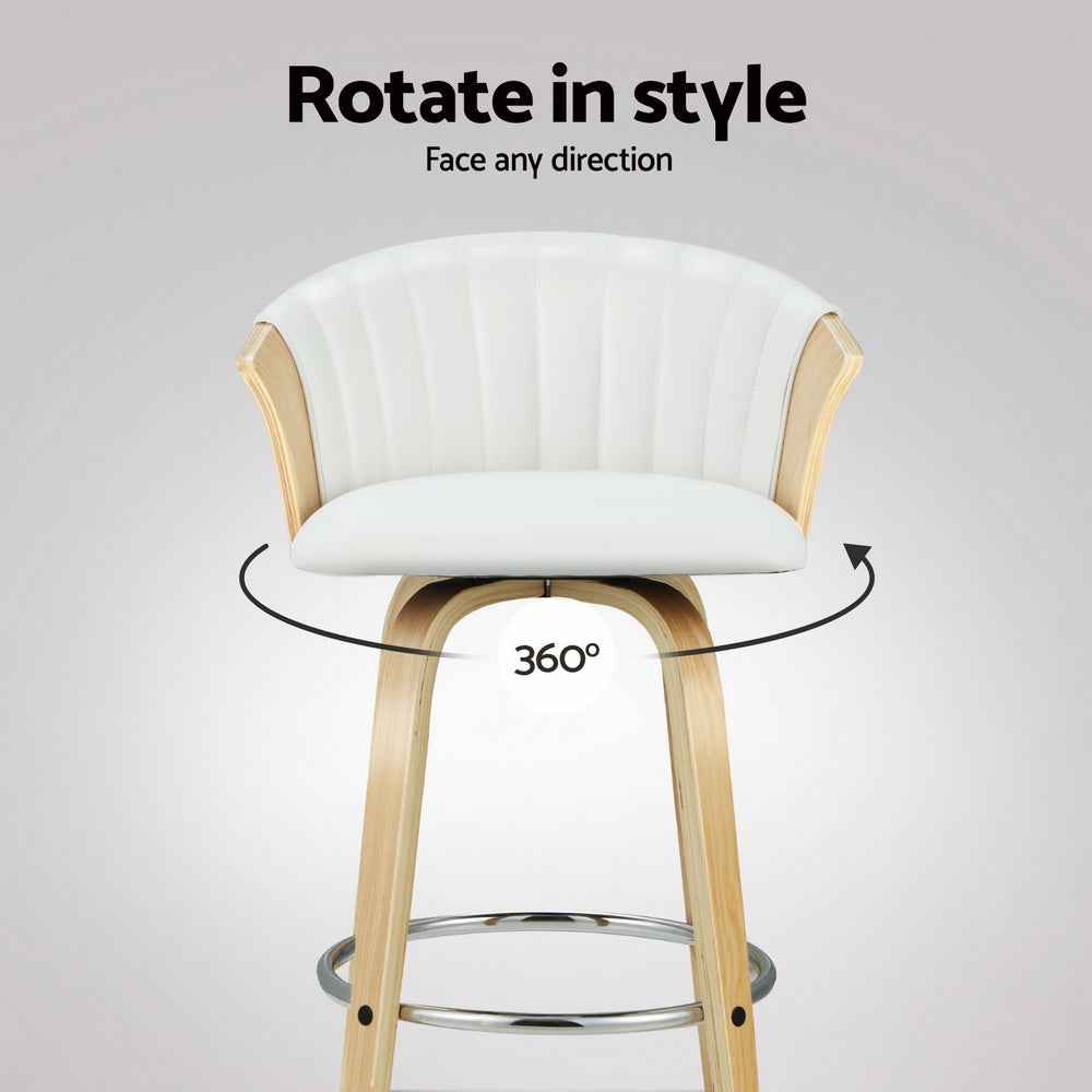 Artiss 4x Bar Stools Swivel Leather Chairs Wooden - VogueDecor.au