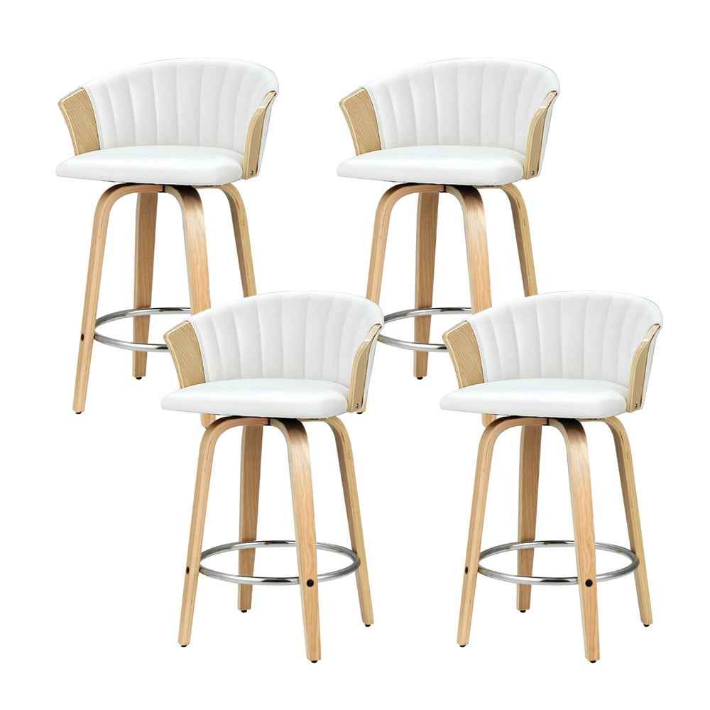 Artiss 4x Bar Stools Swivel Leather Chairs Wooden - VogueDecor.au