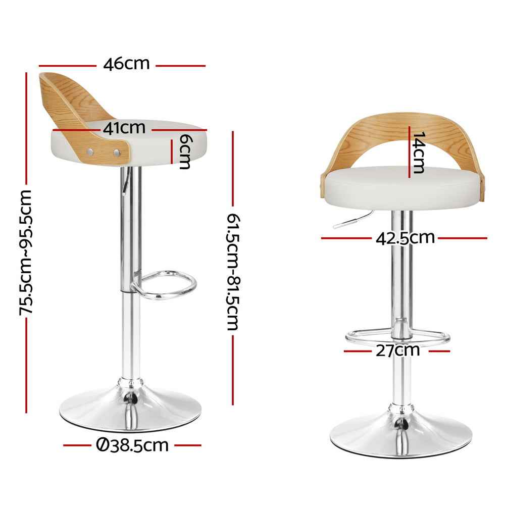 Artiss 4x Bar Stools Adjustable Leather Padded White - VogueDecor.au