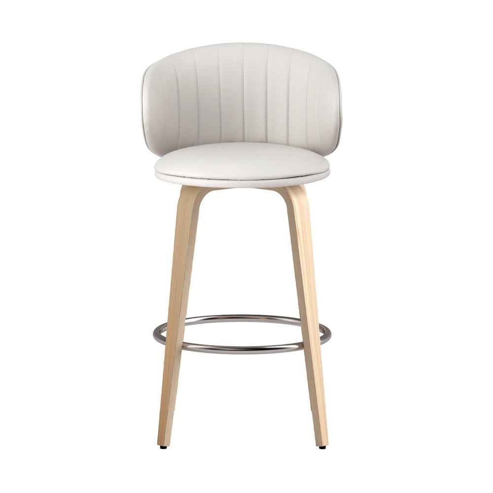 2x Artiss Bar Stools Dining Chairs Contoured Leather Wood Stool - VogueDecor.au