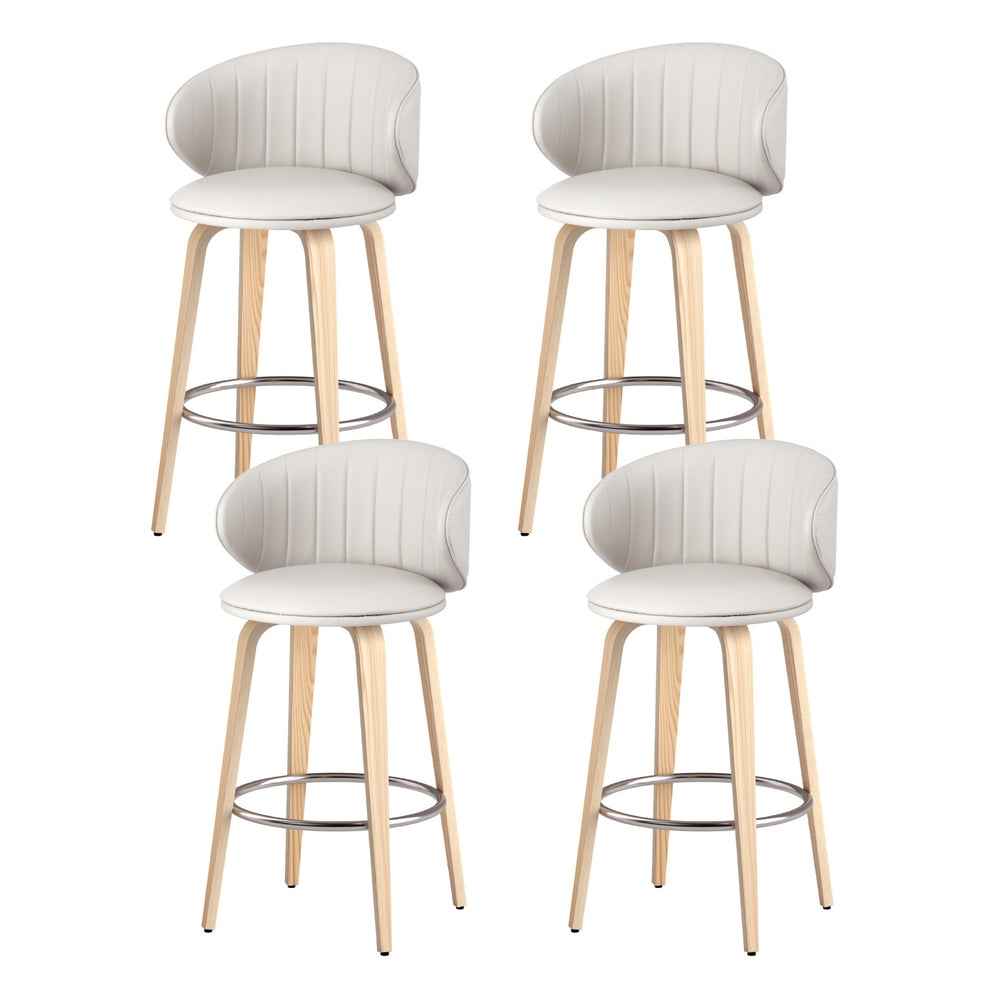 4x Artiss Bar Stools Dining Chairs Contoured Leather Wood Stool - VogueDecor.au