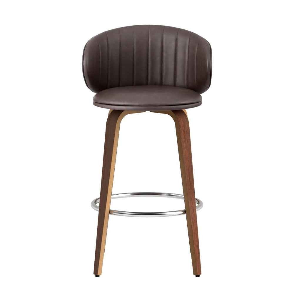 4x Artiss Bar Stools Dining Chairs Contoured Leather Wood Stool - VogueDecor.au