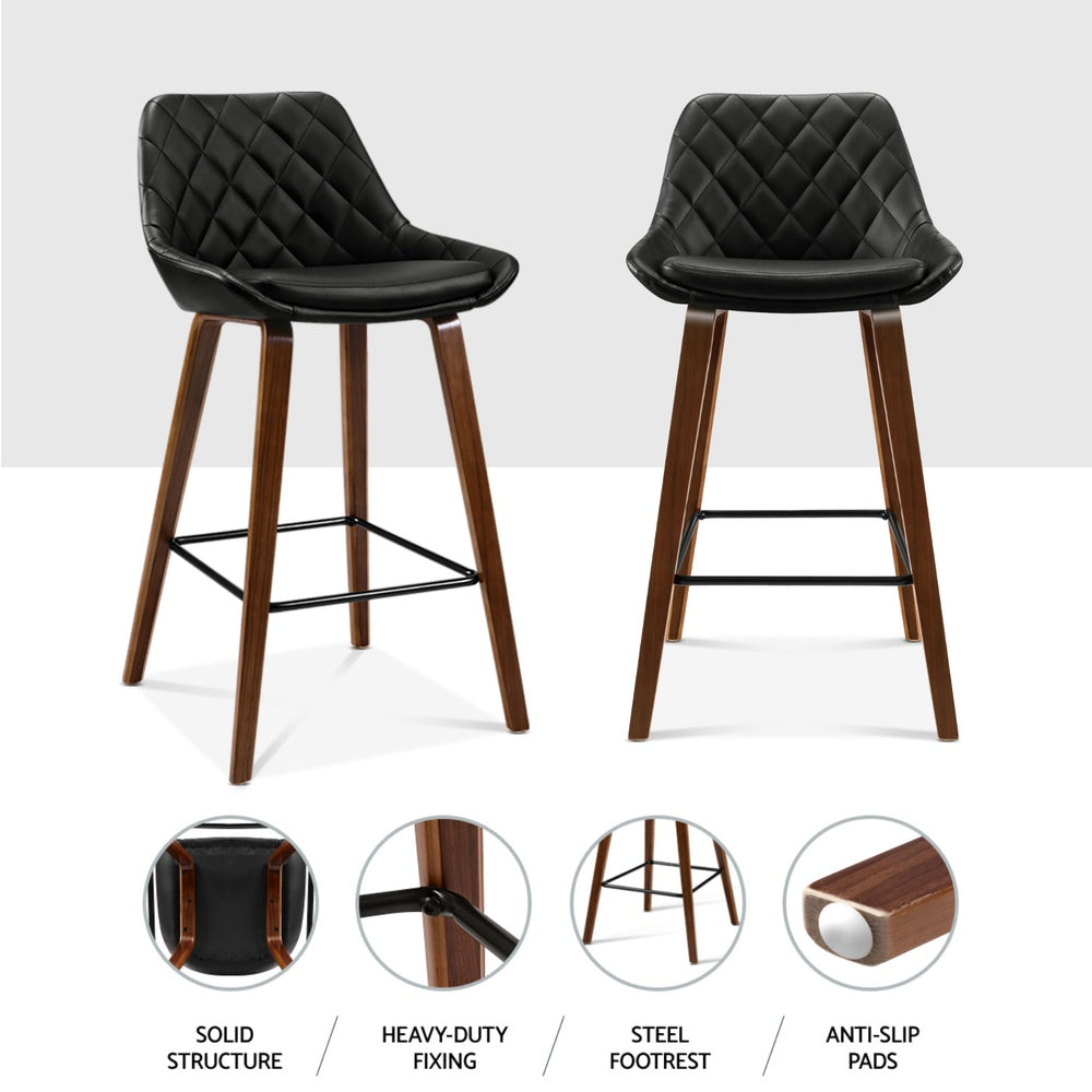 Artiss 4x Bar Stools PU Seat Wooden - VogueDecor.au