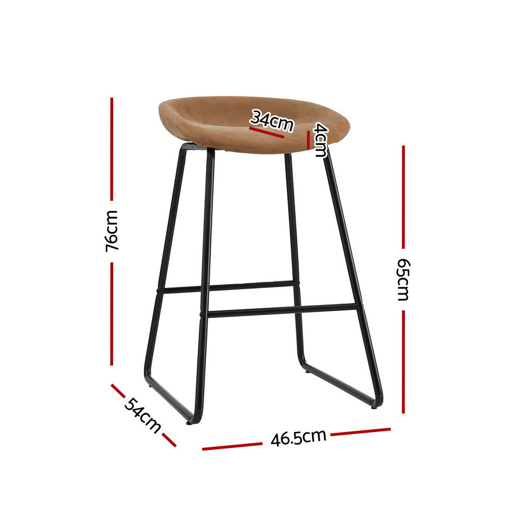 Artiss 4x Bar Stools Kitchen Dining Chairs Counter Stool PU Leather Metal Brown - VogueDecor.au