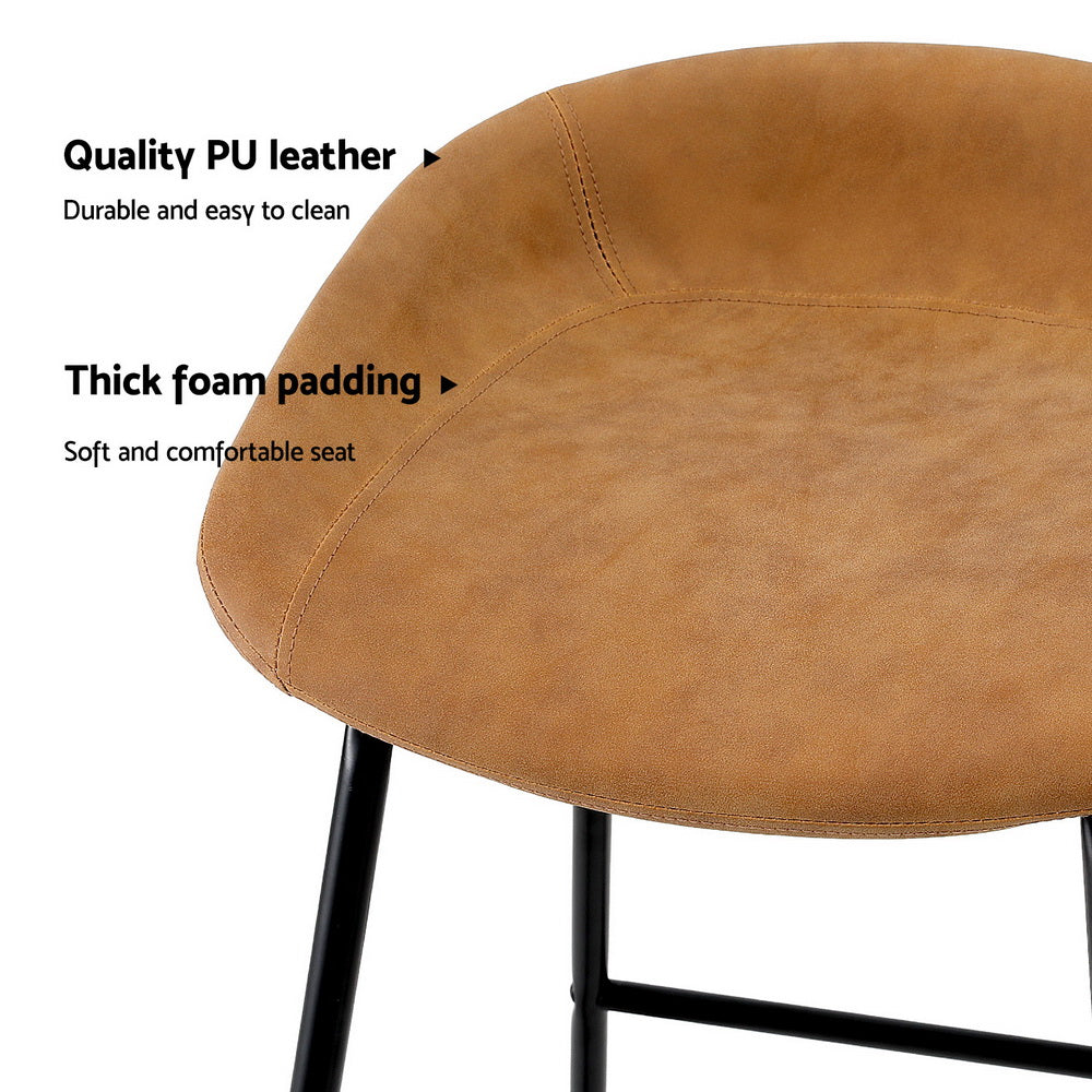 Artiss 4x Bar Stools Kitchen Dining Chairs Counter Stool PU Leather Metal Brown - VogueDecor.au