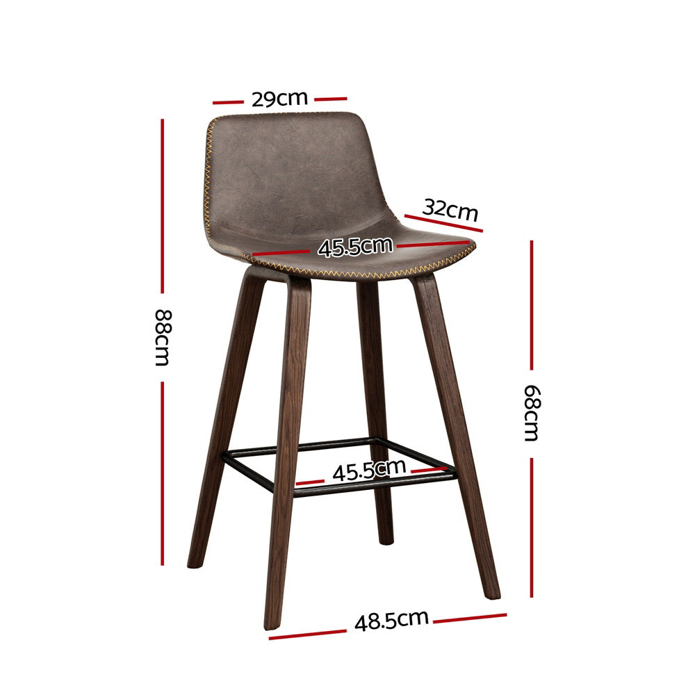 Artiss 4x Bar Stools Vintage Leather Wooden - VogueDecor.au
