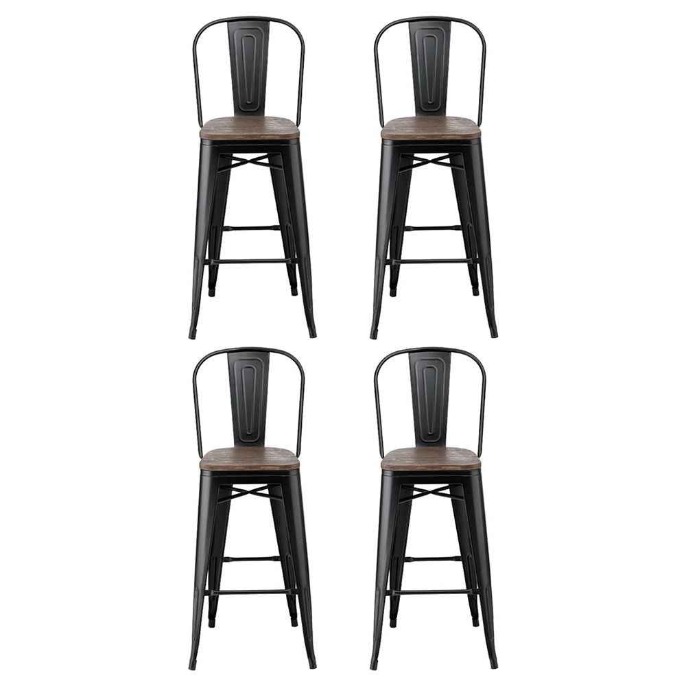 4x Artiss Metal Bar Stools Wooden Seat Retro Counter Stool