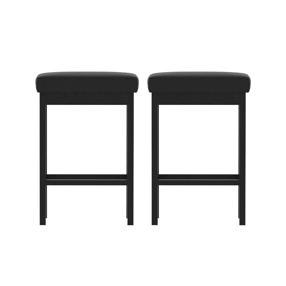 2x Artiss Metal Bar Stools PU Seat Dining Counter Chairs - VogueDecor.au