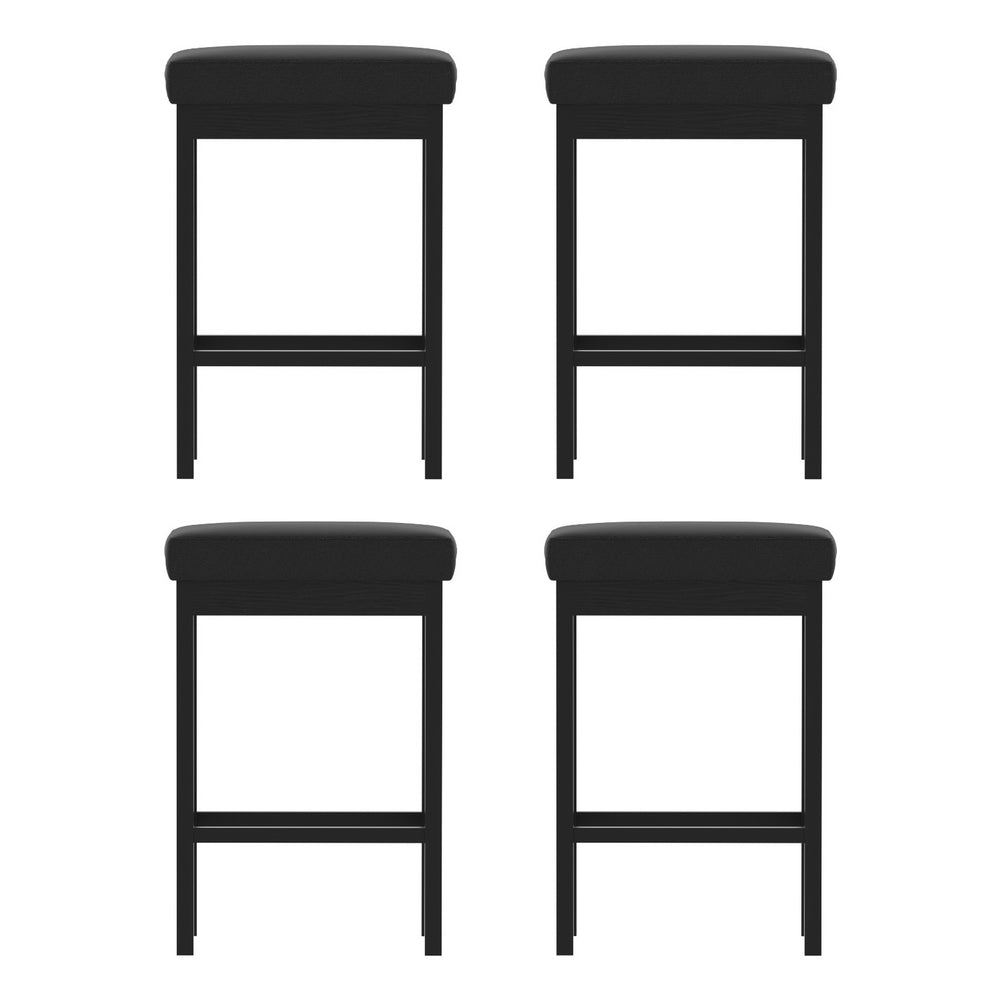 A Set of 4 Artiss Metal Bar Stools PU Seat Dining Counter Chairs - VogueDecor.au
