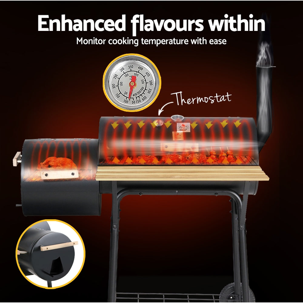 Grillz BBQ Grill 2-In-1 Offset Charcoal Smoker - VogueDecor.au