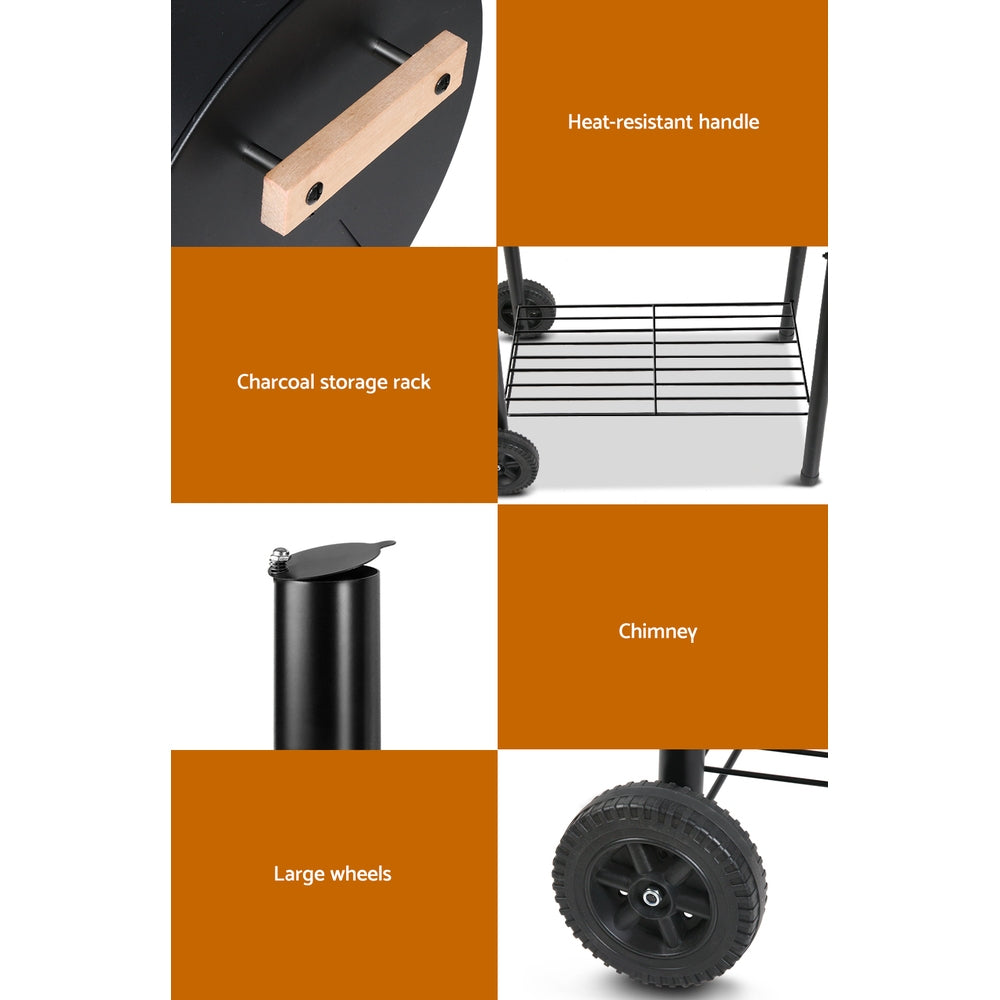 Grillz BBQ Grill 2-In-1 Offset Charcoal Smoker - VogueDecor.au
