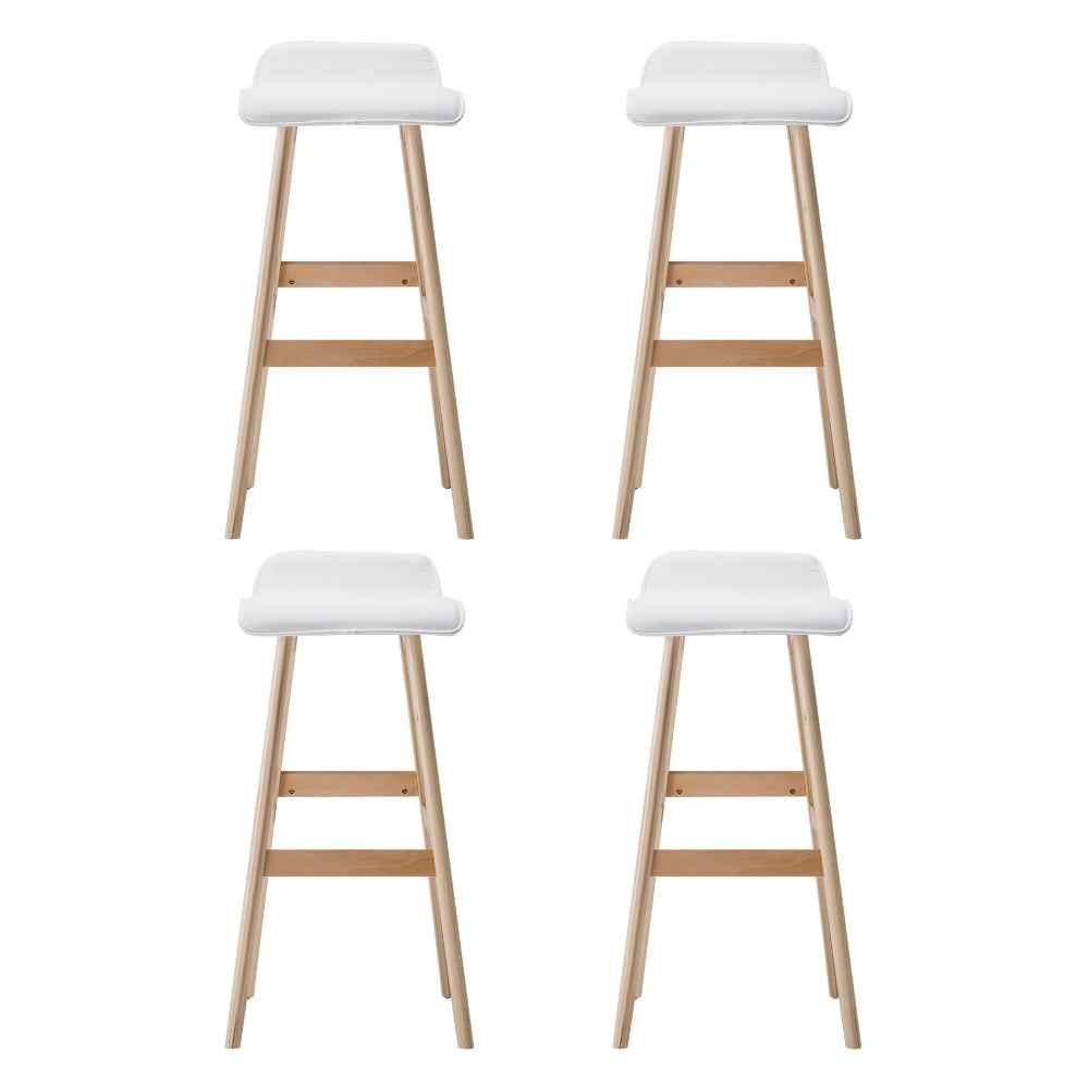 Artiss 4x Bar Stools Wooden Stool White