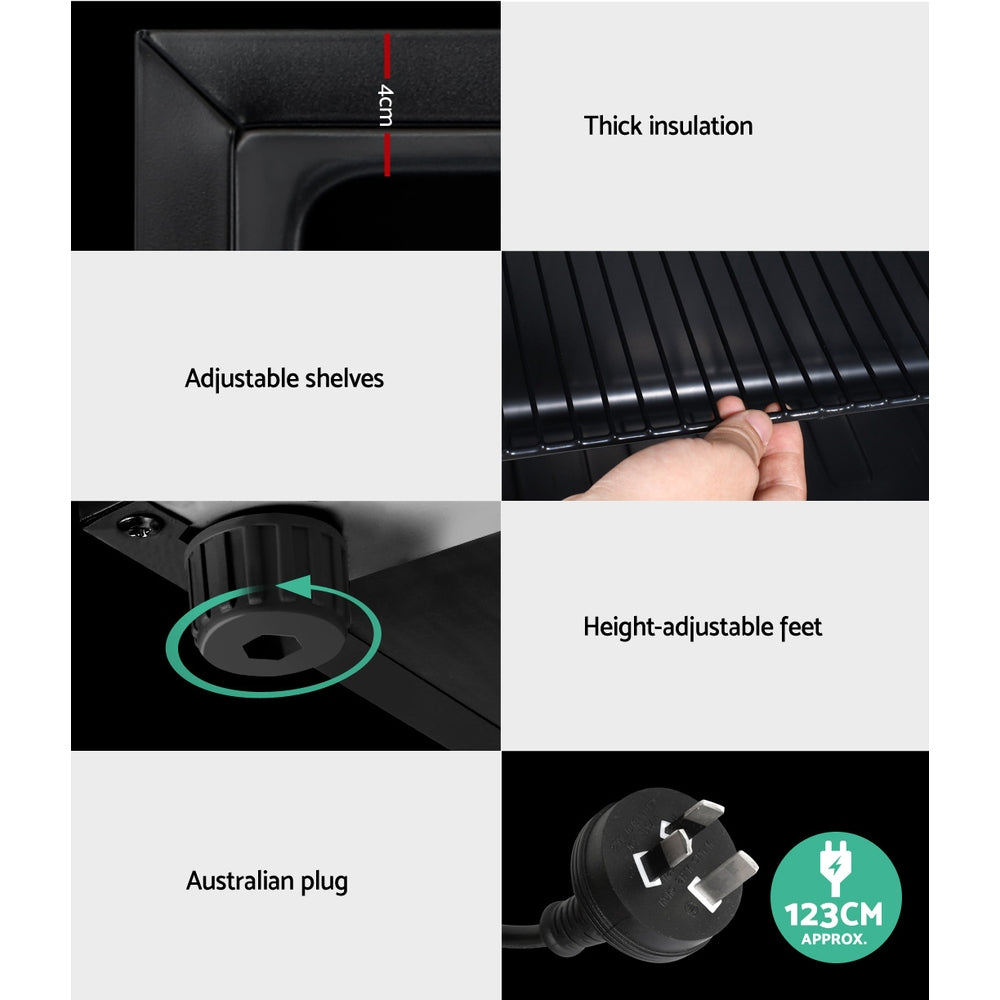 Devanti 46L Bar Fridge Glass Door Black - VogueDecor.au