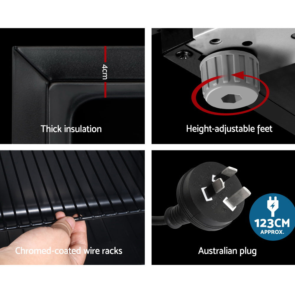 Devanti 98L Bar Fridge Glass Door Mini Fridges Freezer Black - VogueDecor.au