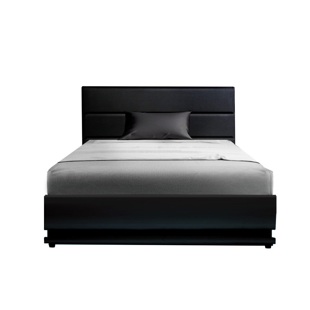 Artiss Bed Frame King Single Size LED Gas Lift Black LUMI - VogueDecor.au
