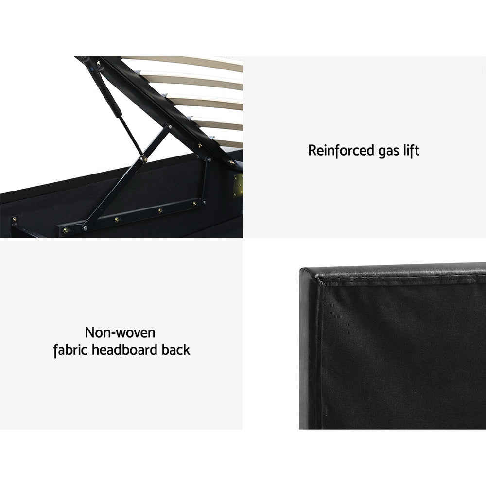 Artiss Bed Frame King Single Size LED Gas Lift Black LUMI - VogueDecor.au