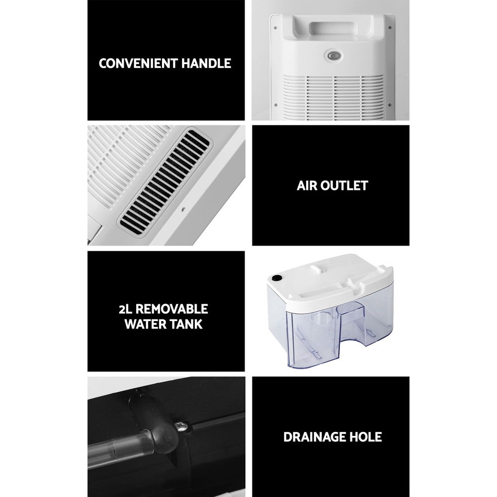 Devanti Dehumidifier 2L Air Purifier White - VogueDecor.au