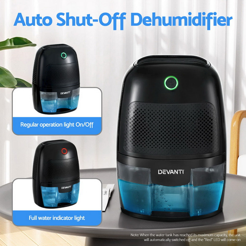 Devanti Dehumidifier 600ML Air Purifier Black - VogueDecor.au