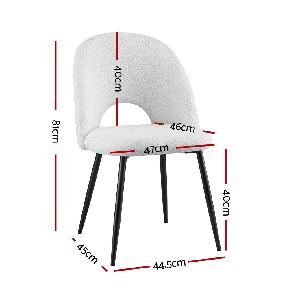 1 Set of 2 Artiss Dining Chair Boucle Sherpa - VogueDecor.au