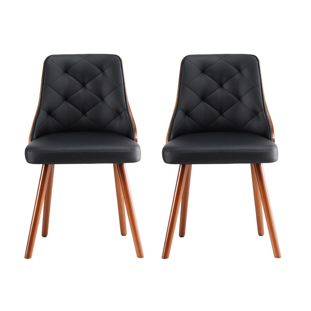 1 Set of 2 Artiss Dining Chairs Black PU - VogueDecor.au