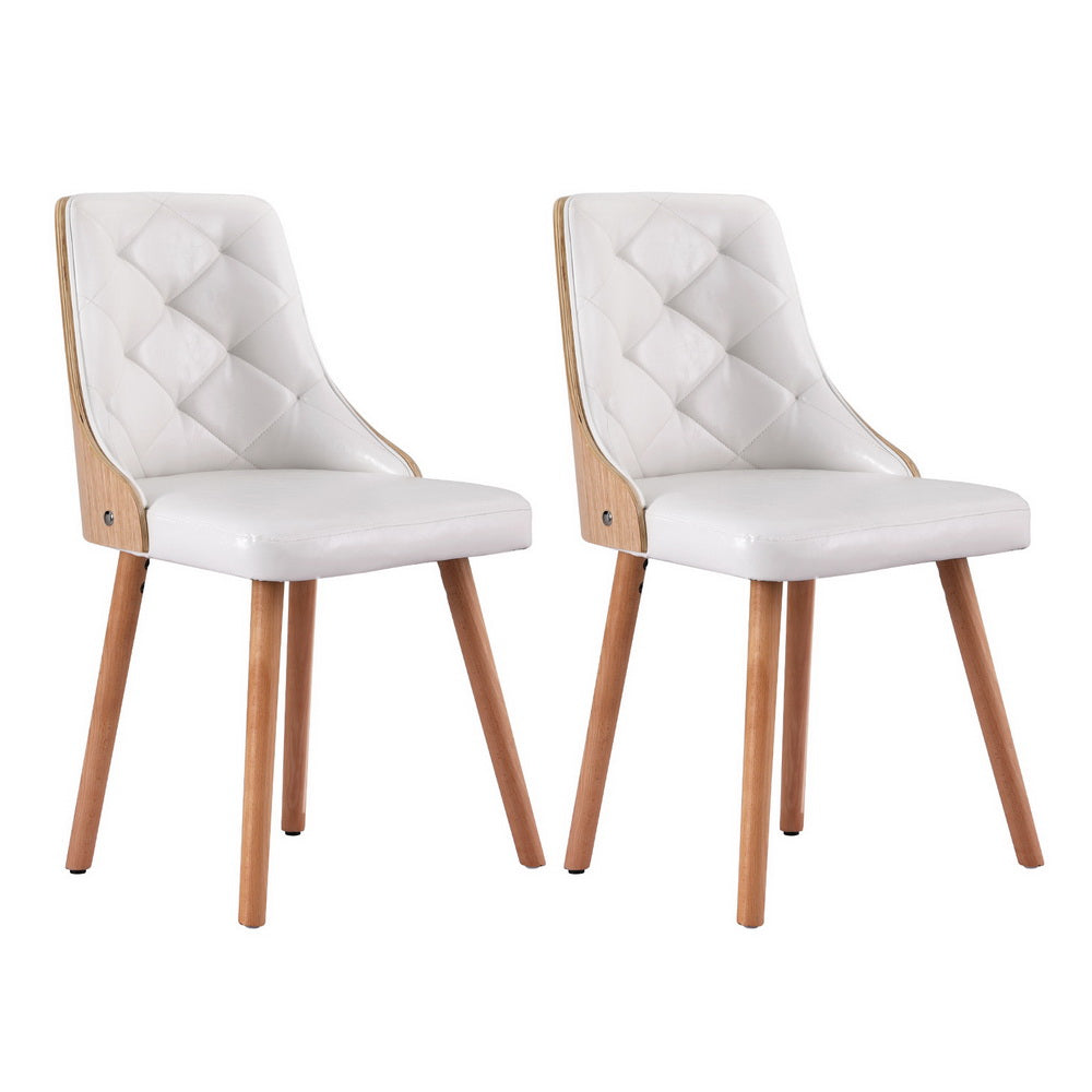 1 Set of 2 Artiss Dining Chairs White PU - VogueDecor.au