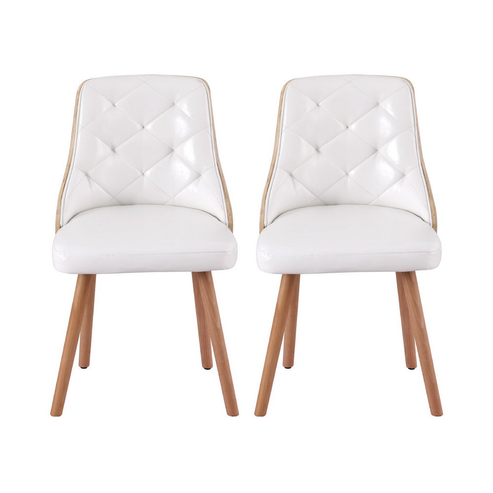 1 Set of 2 Artiss Dining Chairs White PU - VogueDecor.au