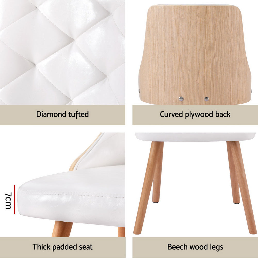 1 Set of 2 Artiss Dining Chairs White PU - VogueDecor.au