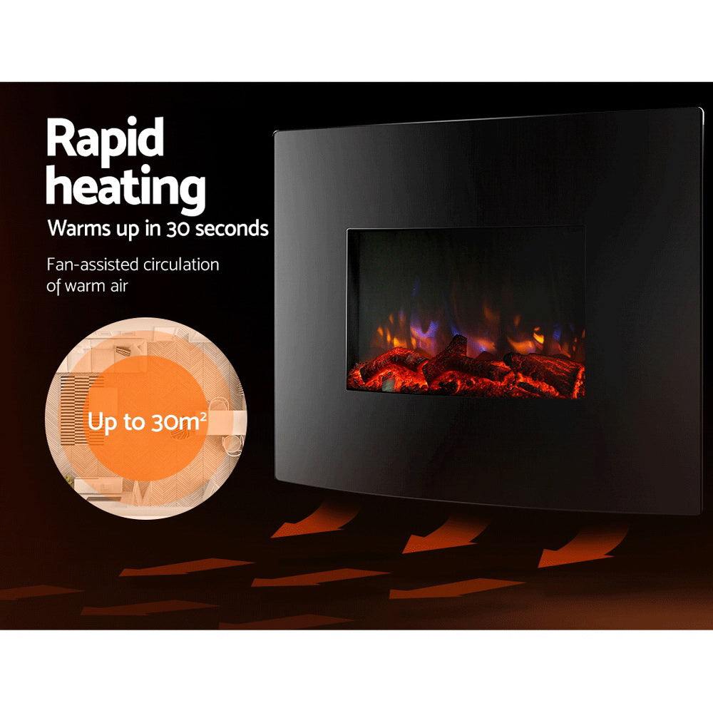 Devanti Electric Fireplace Fire Heater 2000W - VogueDecor.au