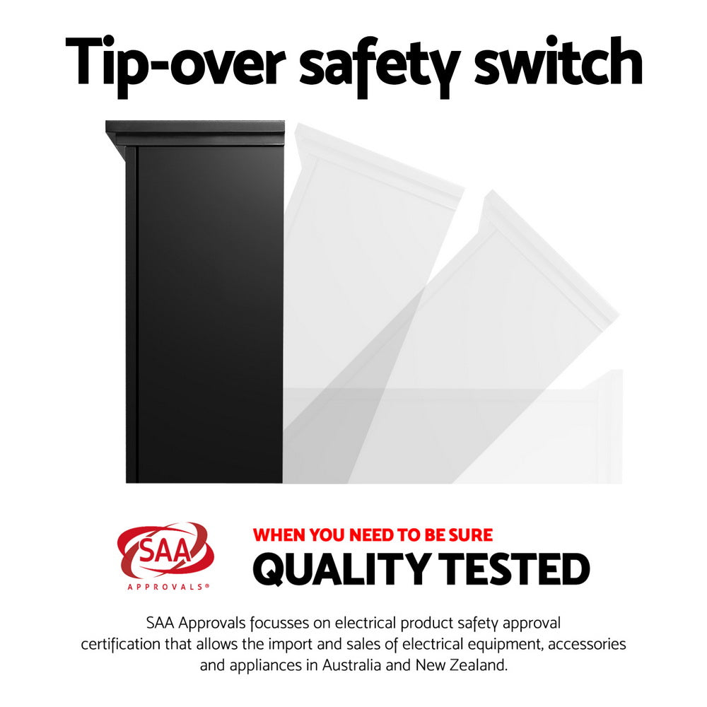 Devanti Electric Fireplace Fire Heater 2000W Black - VogueDecor.au