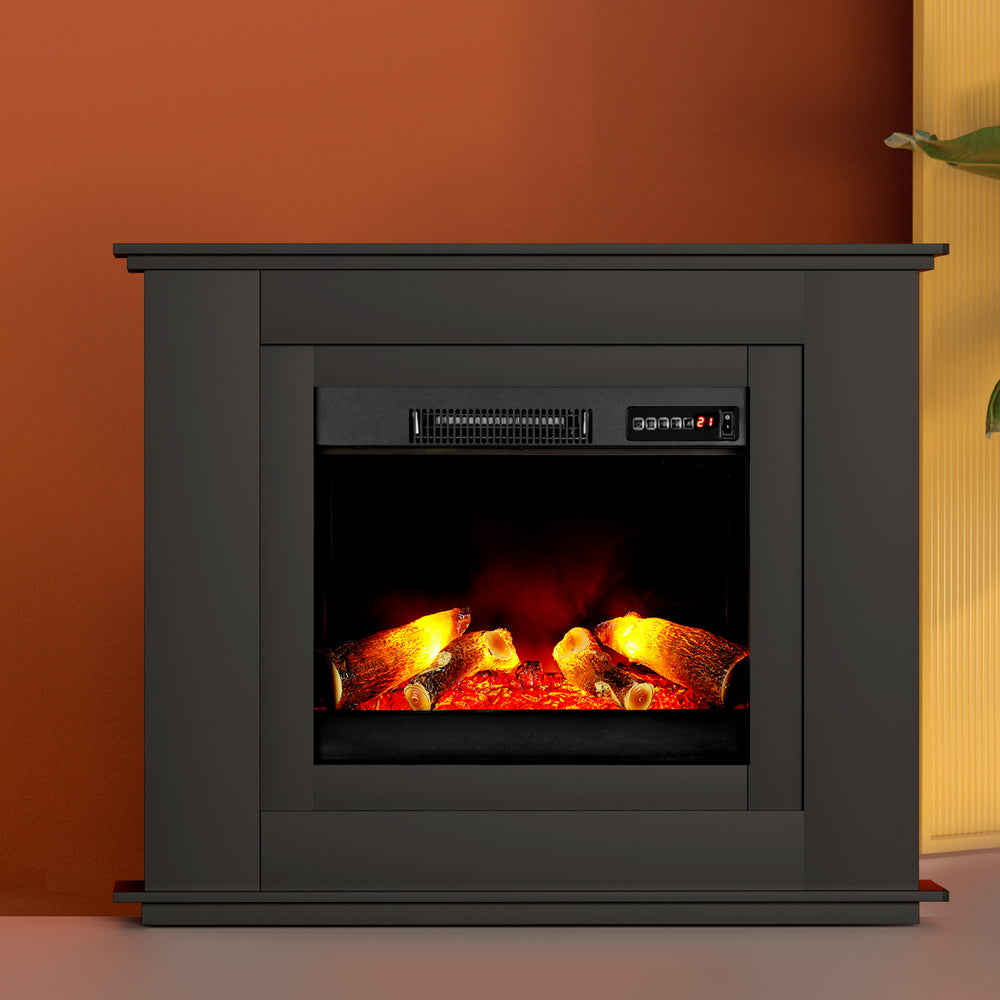 Devanti Electric Fireplace Fire Heater 2000W Black - VogueDecor.au