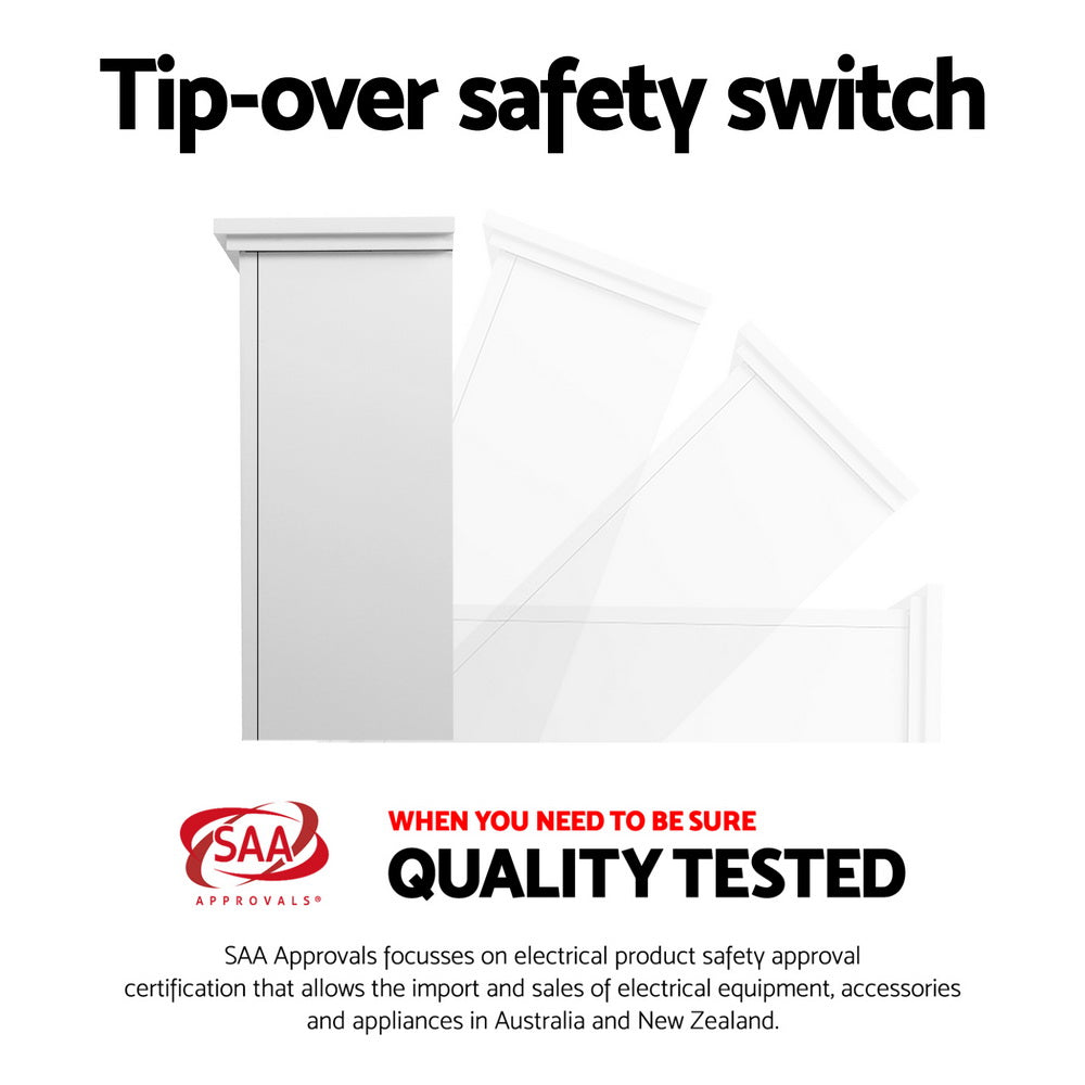 Devanti Electric Fireplace Fire Heater 2000W White - VogueDecor.au