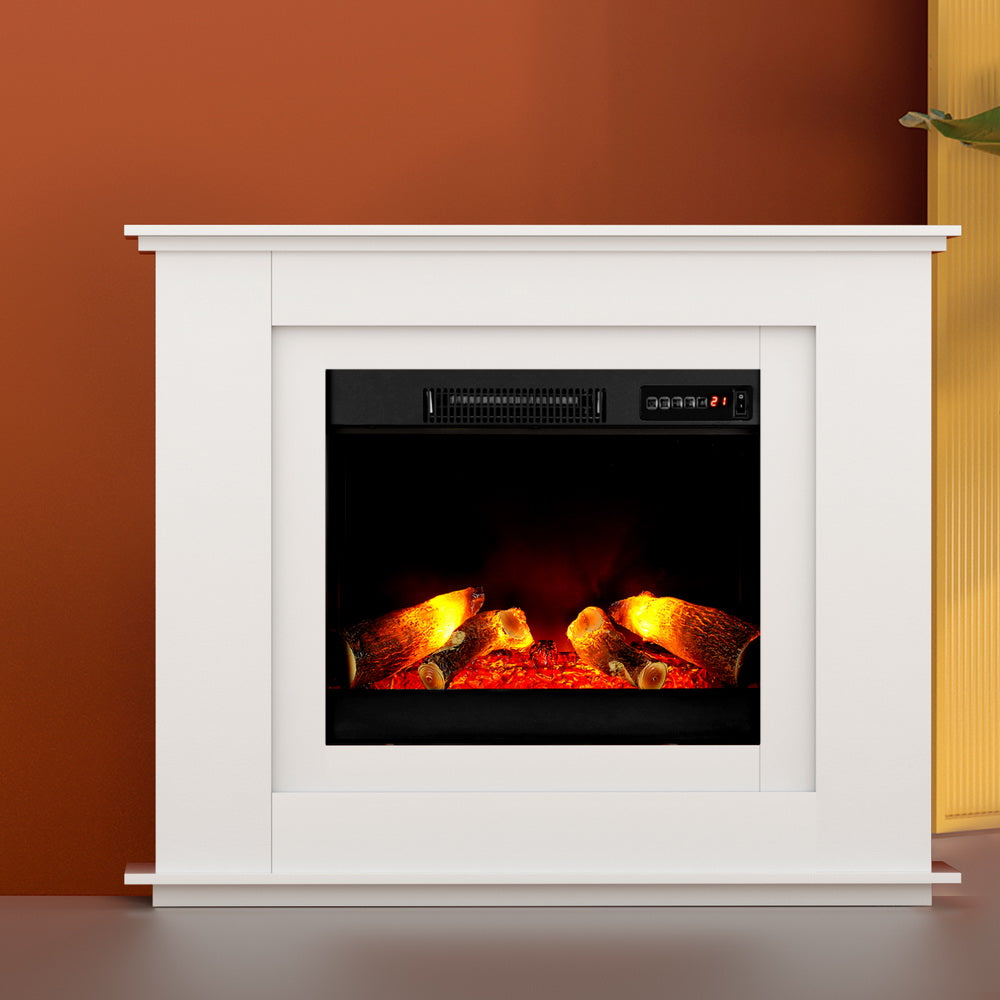 Devanti Electric Fireplace Fire Heater 2000W White - VogueDecor.au