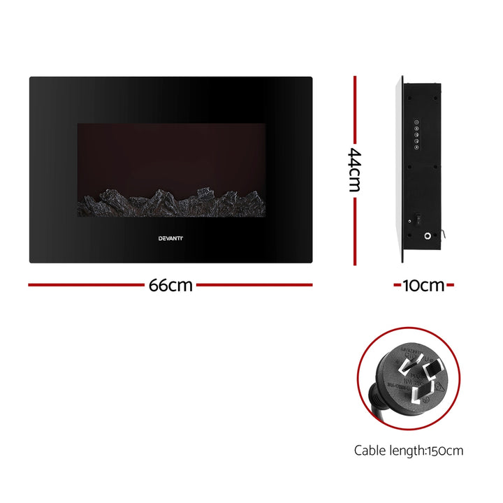 Devanti Electric Fireplace Fire Heater 2000W Black - VogueDecor.au