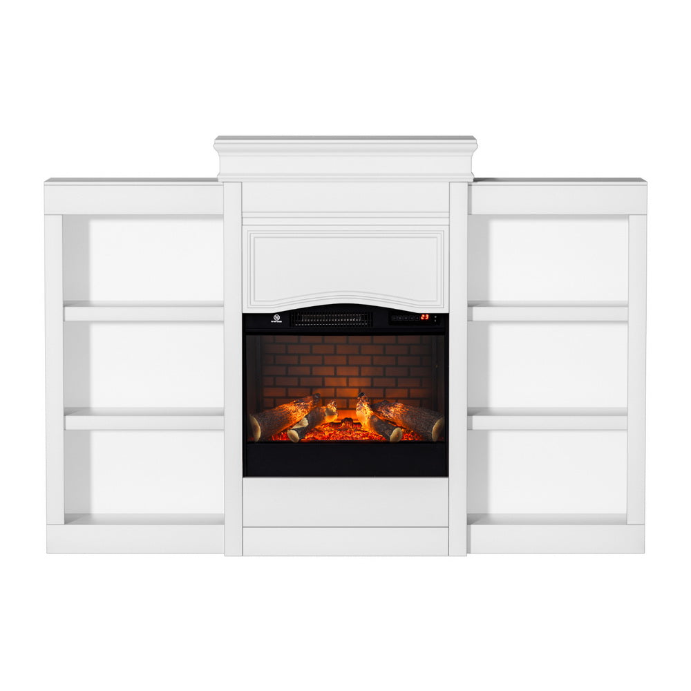 Devanti 2000W Electric Fireplace Fire Heater White - VogueDecor.au